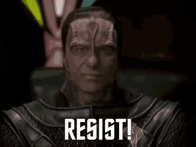 Cardassian Legate Damar says: "Resist! Resist today! Resist tomorrow!" Star Trek DS9 GIF.