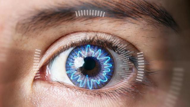 A human eye with electric-like lines superimposed