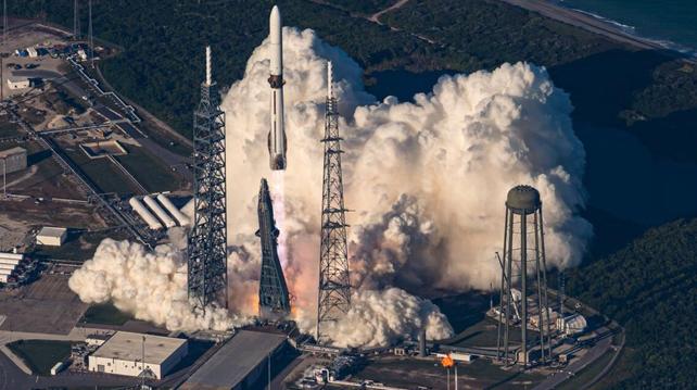 A Blue Origin rocket launching