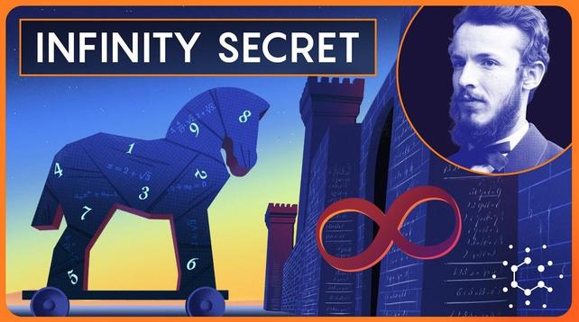 Representation of the Trojan horse, with text "infinity secret"