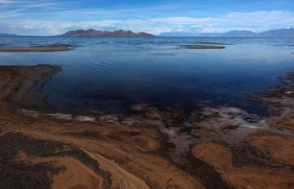 A view from the shore of the Great Salt Lake