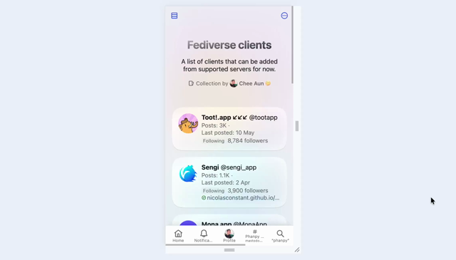 Responsive mode testing of the Collection page, showing a list of accounts.