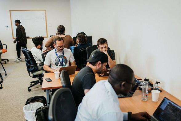 Participants working on DjangoCon US sprints
