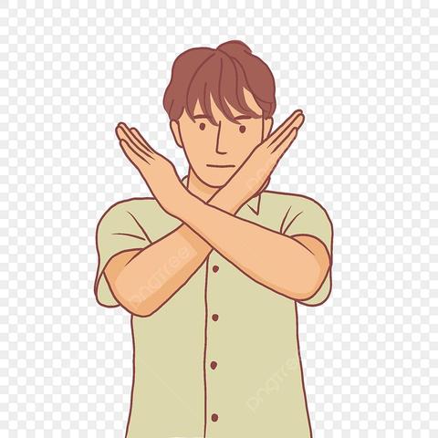 Line drawing of a man holding his arms up in a crossed x shape.