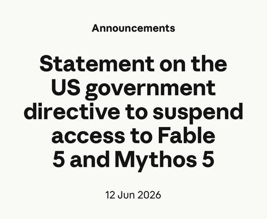 Statement on the US government directive to suspend access to Fable 5 and Mythos 5