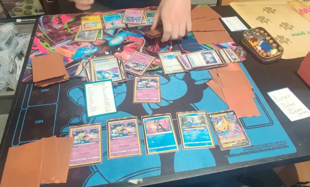 Pokemon TCG gameplay with both players playing with a shared Lost Zone engine.