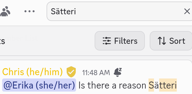 discord can't even recognize the a with a diaresis in the middle of a word and skips it in highlighting results