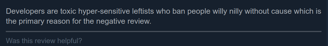 Developers are toxic hyper-sensitive leftists who ban people willy nilly without cause which is the primary reason for the negative review.
Was this review helpful?