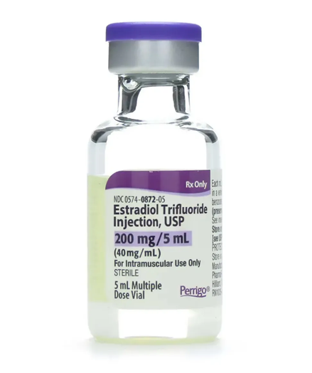 A photo of a small vial of Estradiol Trifluoride