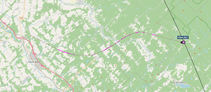 Map showing BHAL821 drifting east.