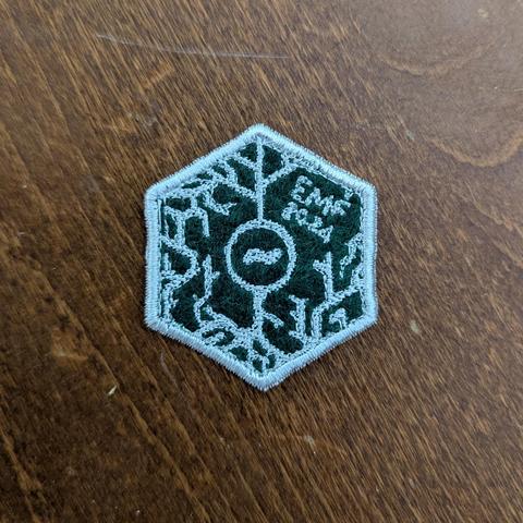picture of embroidered emf camp badge