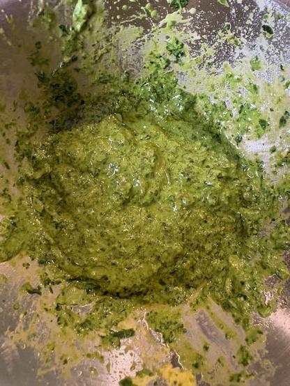 Very vivid green sauce made as described earlier.