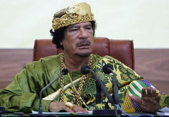 Moammar Gadhafi looking personally affronted