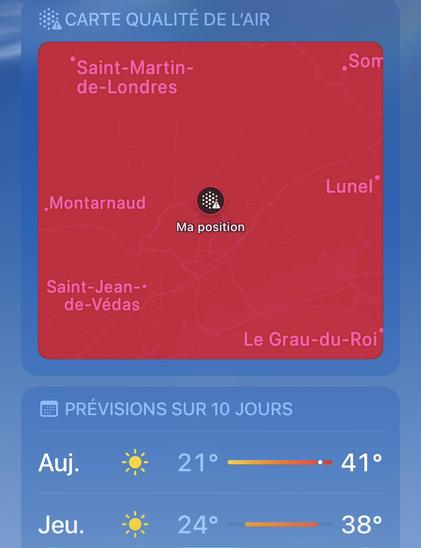carte de la qualité de l'air rouge pivoine à ma position
