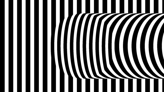 a circle displacing vertical stripes