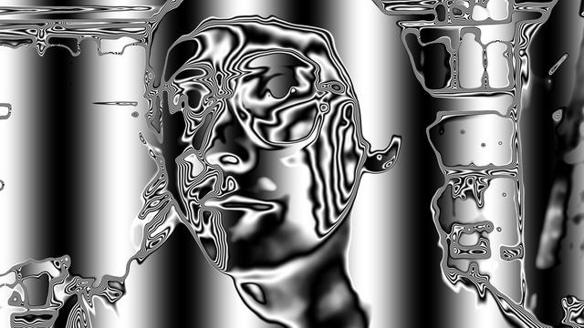 a person's face displacing more vertical stripes
