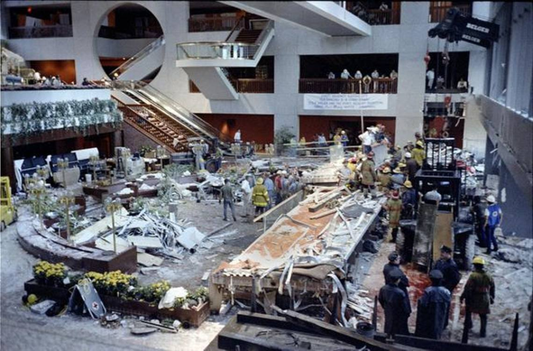 The scene from inside the Hyatt after the skywalk collapse in July 1981. KANSAS CITY STAR FILE PHOTO

Read more at: https://www.kansascity.com/news/local/article252831633.html#storylink=cpy