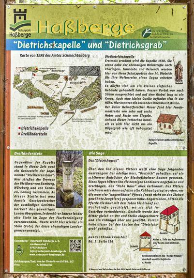 Informationstafel Dietrichskapelle und Dietrichsgrab bei Bischofsheim (Zeil am Main)