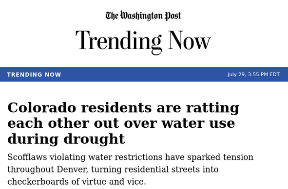 Colorado residents are ratting each other out over water use during drought