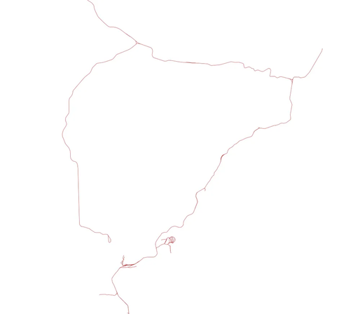 A screenshot of some rail lines. Rail yards and spurs and double-track sections can be seen.