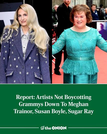 Report: Artists Not Boycotting Grammys Down To Meghan Trainor, Susan Boyle, Sugar Ray