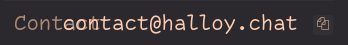 Screenshot of a part of the about page from the Halloy irc client, showing the "Contact" field to be mashed together into the email address as the font size has been increased without the layout being modified to take it into account, making them both quite unreadable