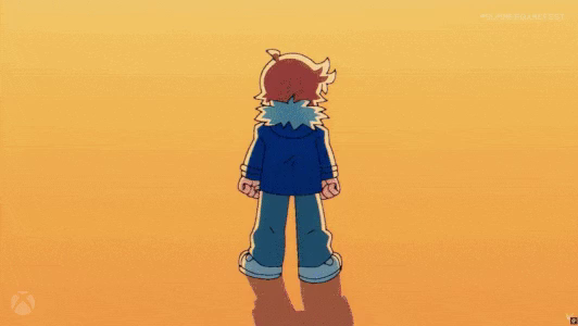 An animated gif of the Scott Pilgrim cartoon. He is kicking and punching the air.
