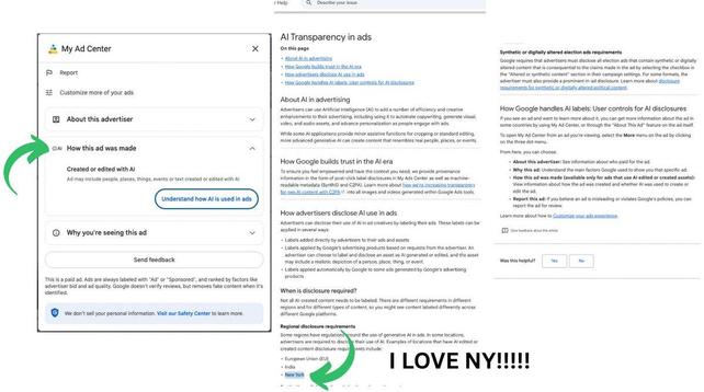Google AI label on ads for local pack