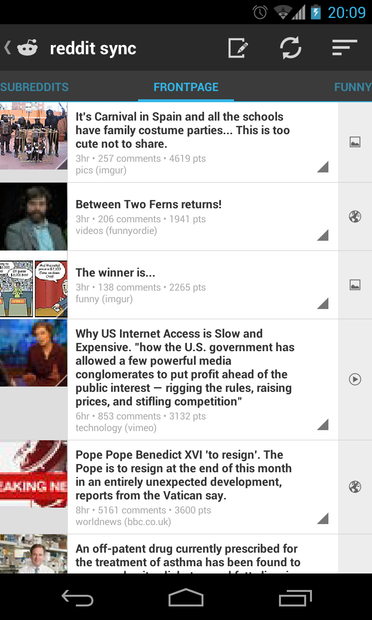 An old version of reddit sync