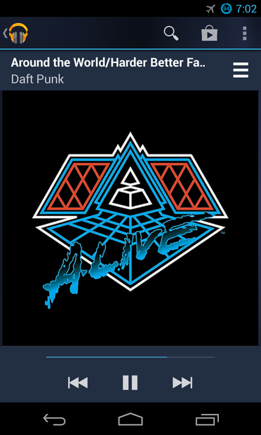A Daft Punk track playing in Google Play Music