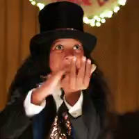 Magician gesturing >poof! gone!<
