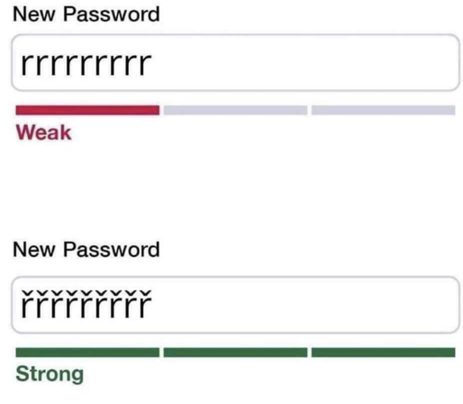 Password: rrrrrrr (weak)
Password: řřřřřřř (strong)