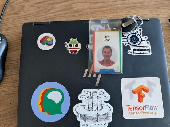 Jeff Dean's Google badge and laptop being turned in