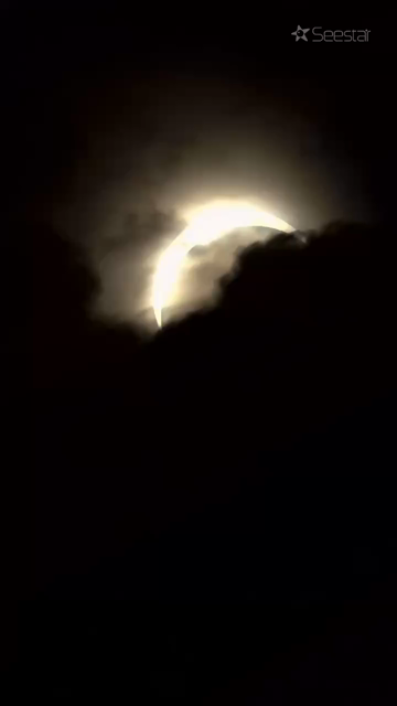 Timelapse video from the Seestar S30 telescope with the moon approximately 90% across the Sun. Lots of clouds in the foreground. North east England