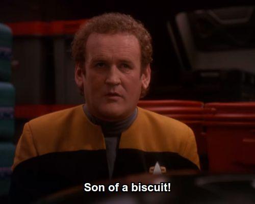 Miles O'Brien from Deep Space 90210 saying, "Son of a biscuit!"