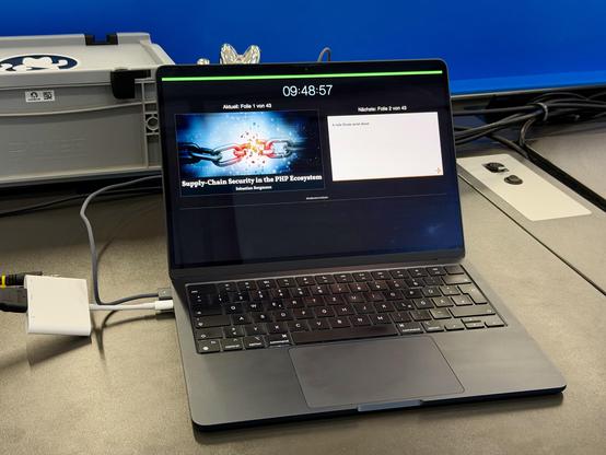 MacBook Air with Keynote speaker view