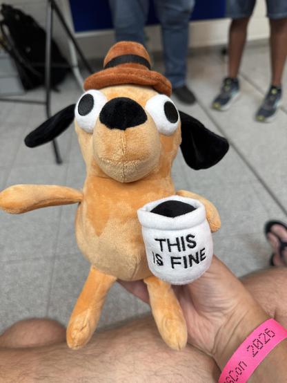 Ein Plüschtier des „This is fine“-Memes