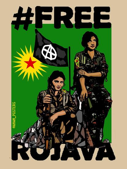 Text in artwork: “@AMAM_POSTERS 0 ROJAVA”