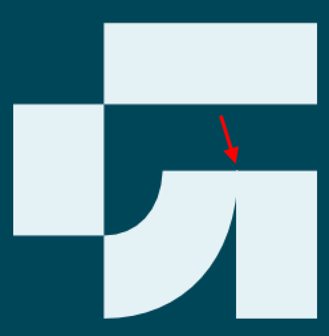 The Glyphs 4 logo with an extra pixel caused by the rendering of two overlapping shapes
