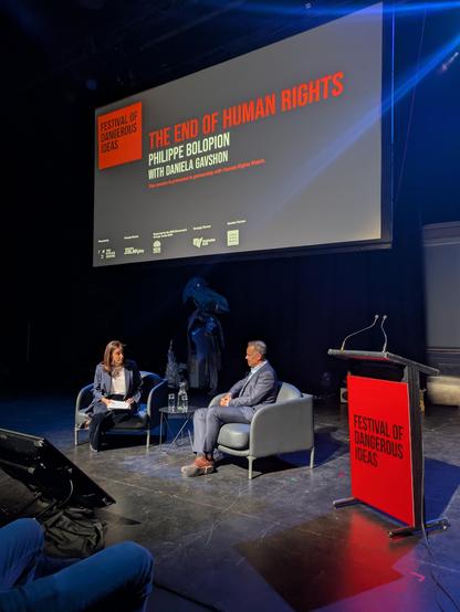 Phillipe Bolopion and Daniela Gavishon of Human Rights Watch at the Festival of Dangerous Ideas