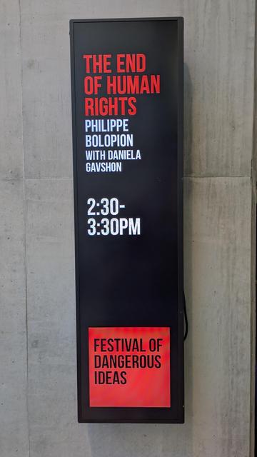Phillipe Bolopion and Daniela Gavishon of Human Rights Watch at the Festival of Dangerous Ideas