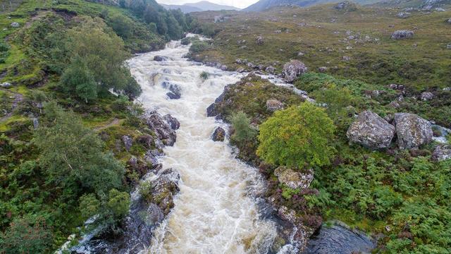 River in full spate.
