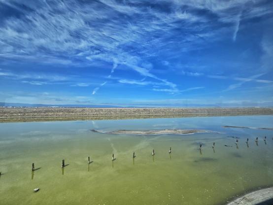 view of SF Bay salt ponds