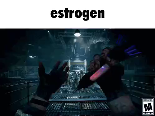 A scene from Call of Duty's "Zombies" mode, with a group of zombies shambling towards the player. The player is injecting a vial of glowing purple liquid into their left wrist using an autoinjector that has a pair of spinning arms that turn as the liquid is injected.