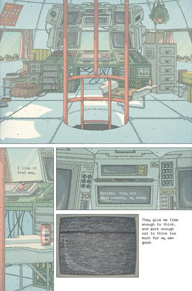 Comic page, showing some sort of control room inside a dome.