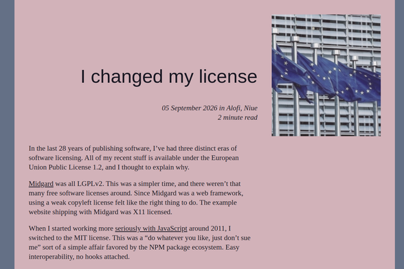 Screenshot of I changed my license