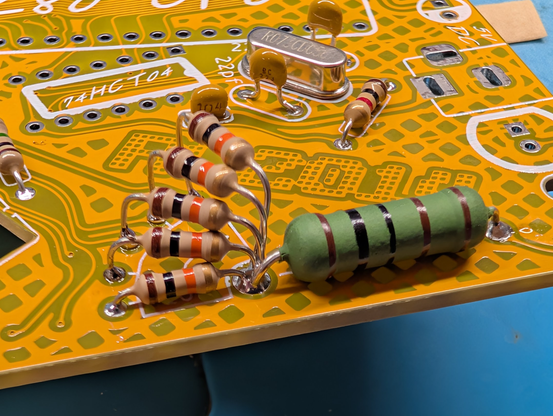 A close-up view of the 'resistor staircase' of 10k resistors on the Mini II Picasso board