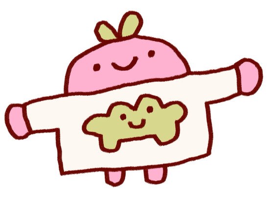 Pink guy in a white forg tee, silly doodle