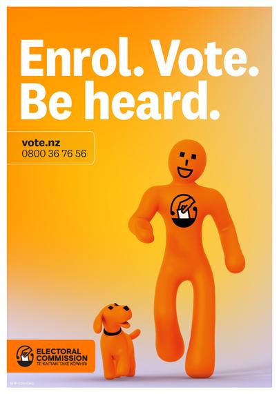New Zealand Electoral Commission Enrollment reminder poster.