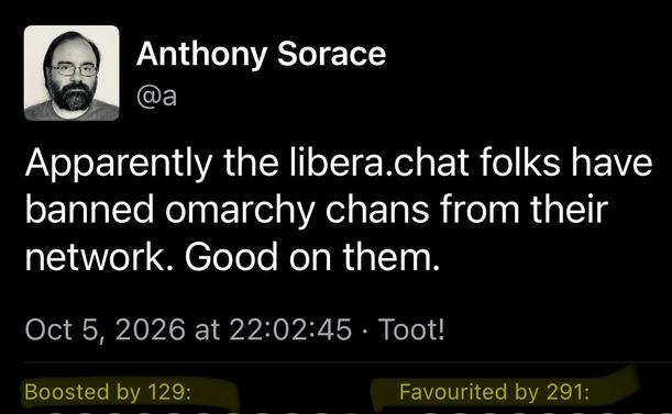 A screenshot of the above post, noting that it's been boosted 129 times and favorited 291, with those parts highlighted.